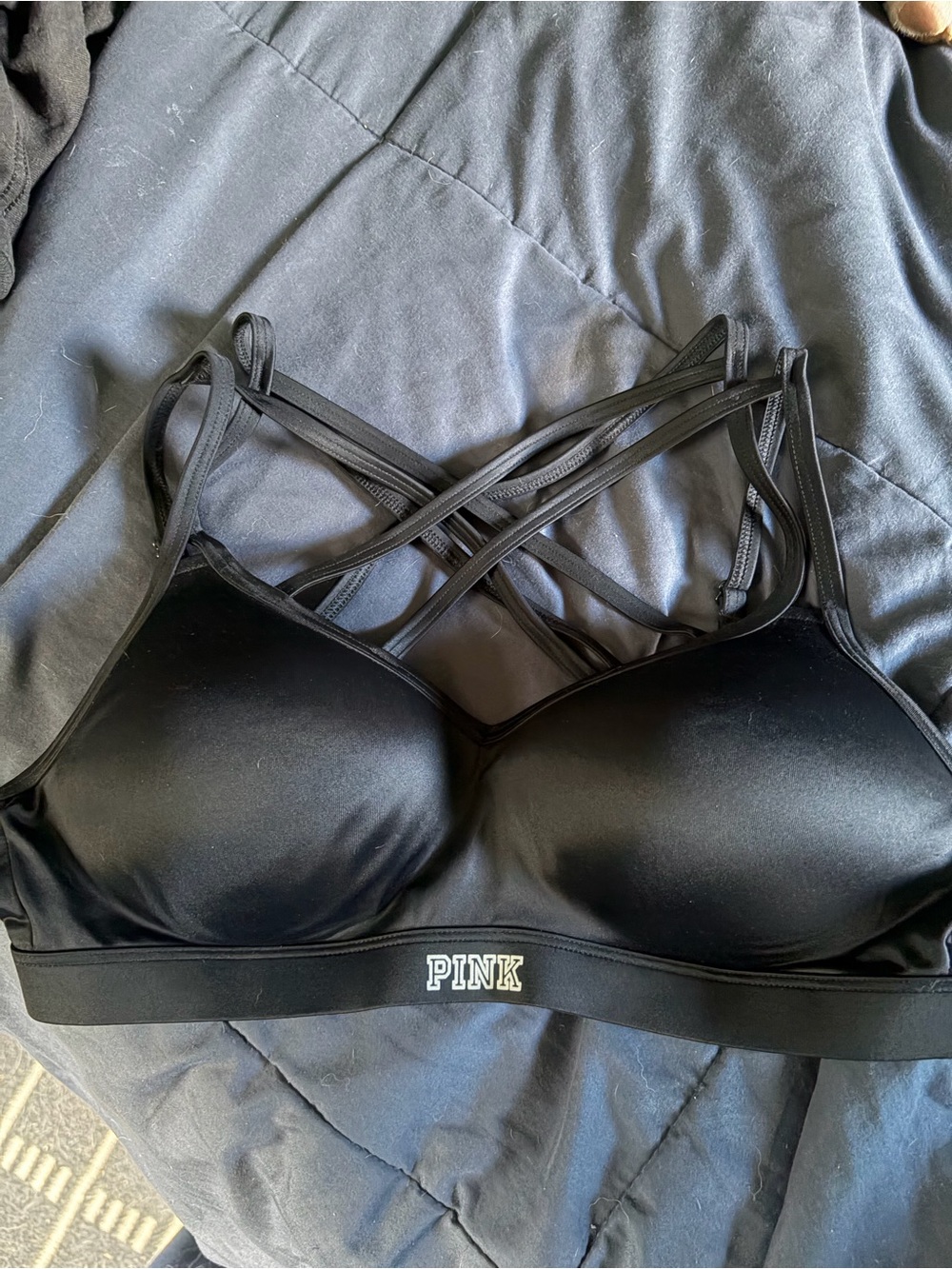 PINK Victoria's Secret Black Crisscross Strappy Sports Bra